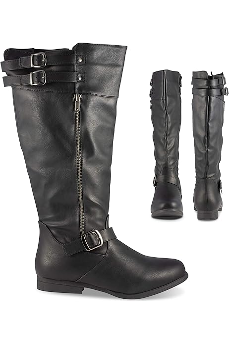 wide black boots ladies