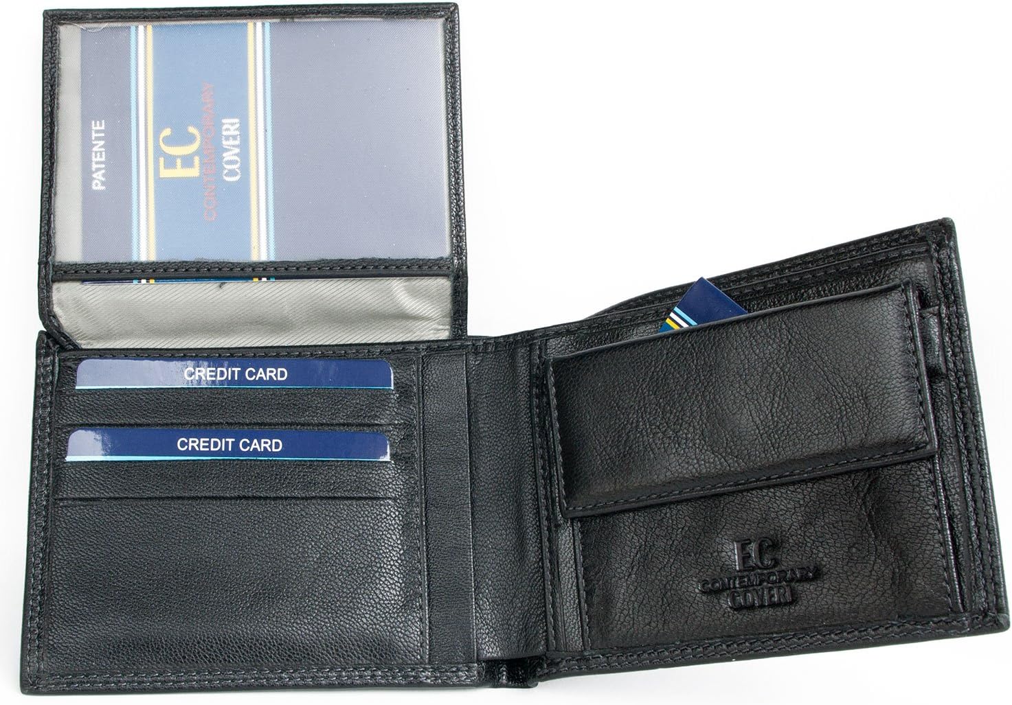 EC-Contemporary Men's Large Black Soft Genuine Leather Wallet - Image 4