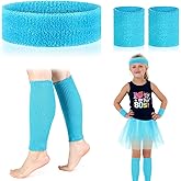 Sintege 80s Leg Warmer for Kid Girl Neon Leg Warmer Headband Wristband 1980s Fancy Accessory for Cosplay Party