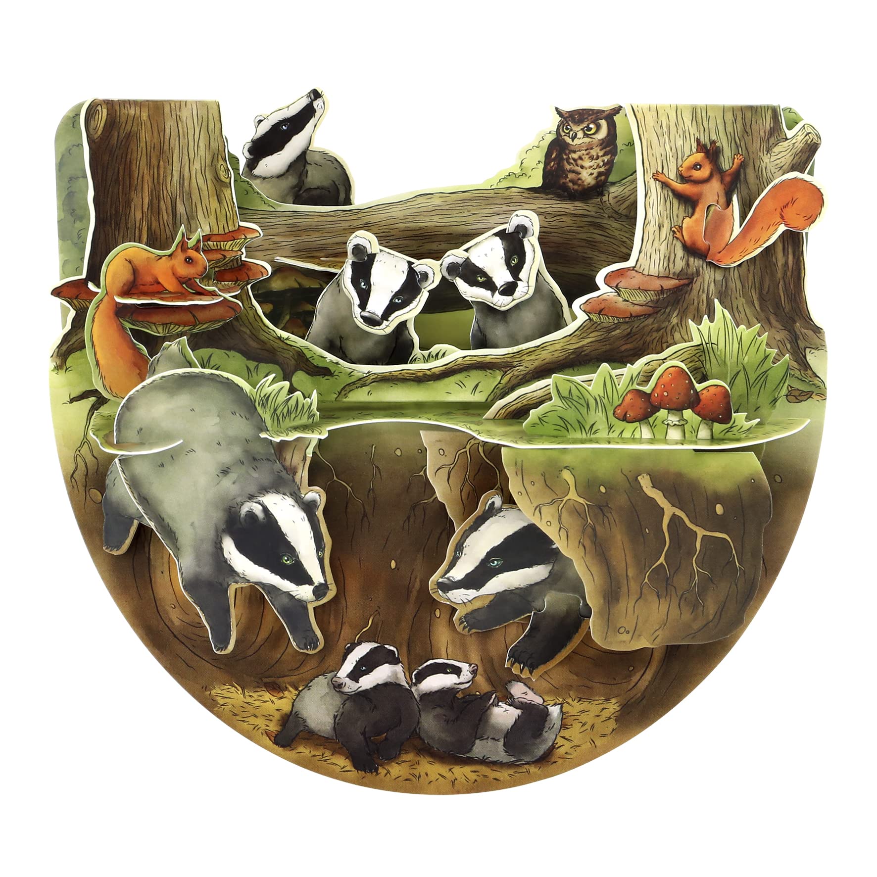 SANTORO Popnrock, 3D Pop Up Greeting Card - Badgers - Wildlife Birthday Card For Her, Him, Kids | Anniversary