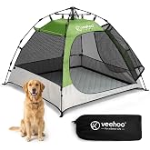 Veehoo Pop Up Dog Tent House for Indoor Outdoor, Portable &amp; Waterproof Dog Canopy Shelter with Cool Mesh, Foldable Automatic Pet Tent for Dogs with Camping Mat and Bag for Large &amp; Extra Large Dogs