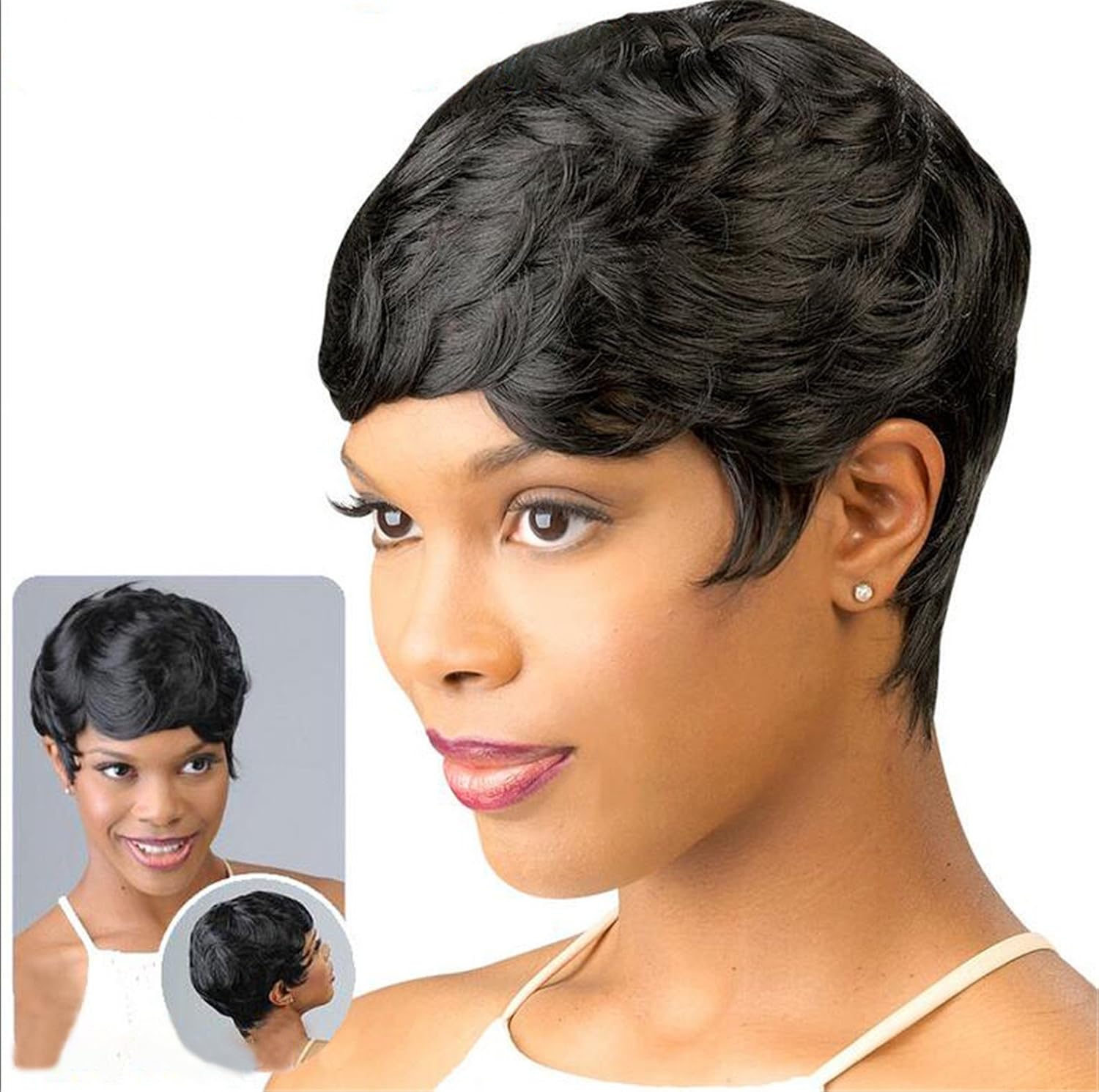 Atozwig New Short Hair Wigs For Black Women Black And Short Curly