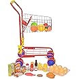Shop 'N' Go Toy Shopping Cart for Kids and Toddler - Includes Food - Folds for Easy Storage - with Sturdy Metal Frame Pretend Play Food Role Play, Educational Toy - with 36 pc Play-Food and