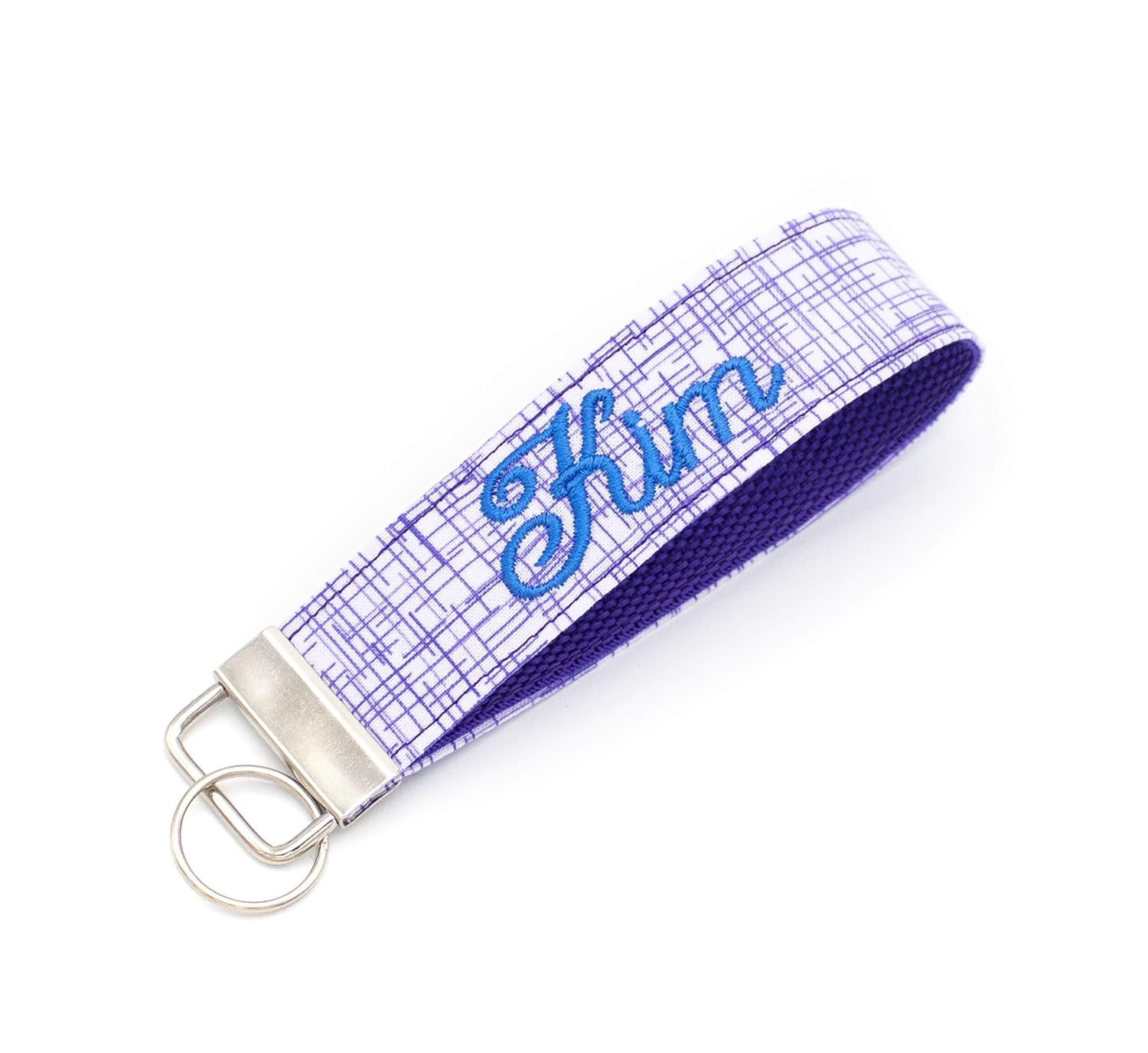 Purple Keychain Wristlet Custom Key Fob Embroidered