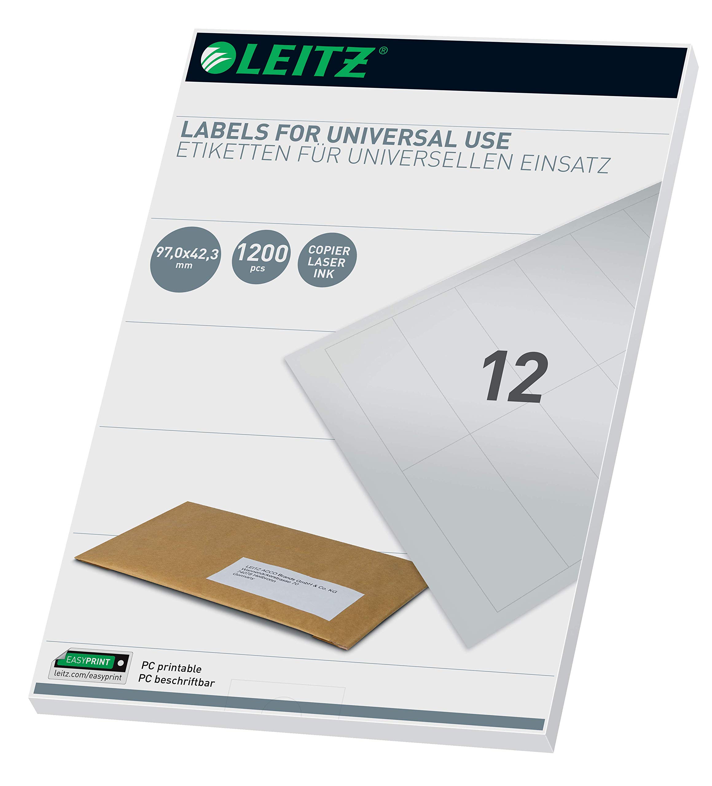 Leitz 61770001 Universal PC Labels 97 x 42.3 mm White