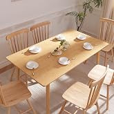 BAKEVE Bamboo Dining Table for 4-6 Person- 47.2'' Solid Wood Kitchen Table, Farmhouse Rectangular Dining Room Table, Mid Century Modern Desk for Living Room, Kitchen, Natural, FSC-Certified Bamboo