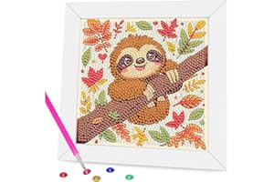 Gemozaic Diamond Art Kits for Kids with Frame, Sloth Diamond Art for Kids Ages 6-8-12 for Gift Home Wall Decor (7x7inch)
