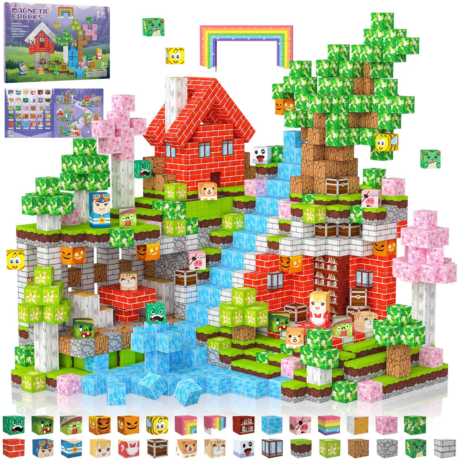 Crifeton Magnetic Blocks 150 PCS Magnetic Building Blocks, 3+ STEM Montessori Sensory Toys, Cube for for 3 4 5 6 7 8 9 10 11 12 8-12 Years Old Boys & Girls Birthday Gifts