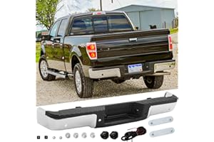 SAFAUTOPARTS Chrome Step Bumper Rear Bumper Assembly Compatible with 2009 2010 2011 2012 2013 2014 Ford F150 F-150 Pickup 09-14 with Park Sensor Holes FO1103166