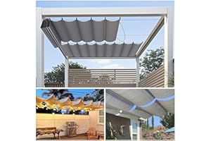 Retractable Sun Shade Canopy Cover Sliding Wave Shade Sail for Pergola Patio Deck Yard Gazebo, Retractable Wave Sun Shade Sai