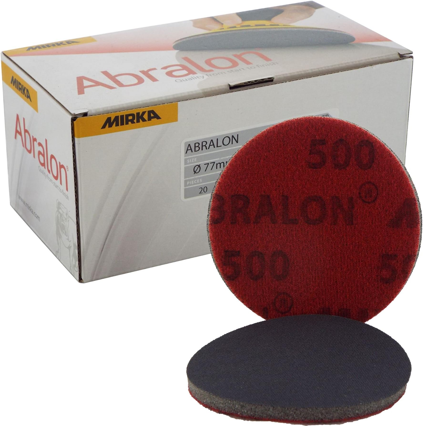 Mirka Abralon 77mm 3" P500 Grit Hook'N'Loop HookIt Sanding Disc/Pad Sand Foam Machine Pads for Aluminium/Hard Wood/Mild Steel/Carbon Steel/Non-Ferrous Metal/Paint Sanding/Stainless Steel/Primer