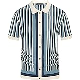PJ PAUL JONES Men's Polo Shirts Retro Knit Shirt Vintage Striped Shirt