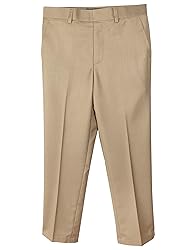Spring Notion Boys' Flat Front Dress Pants 10 Khaki