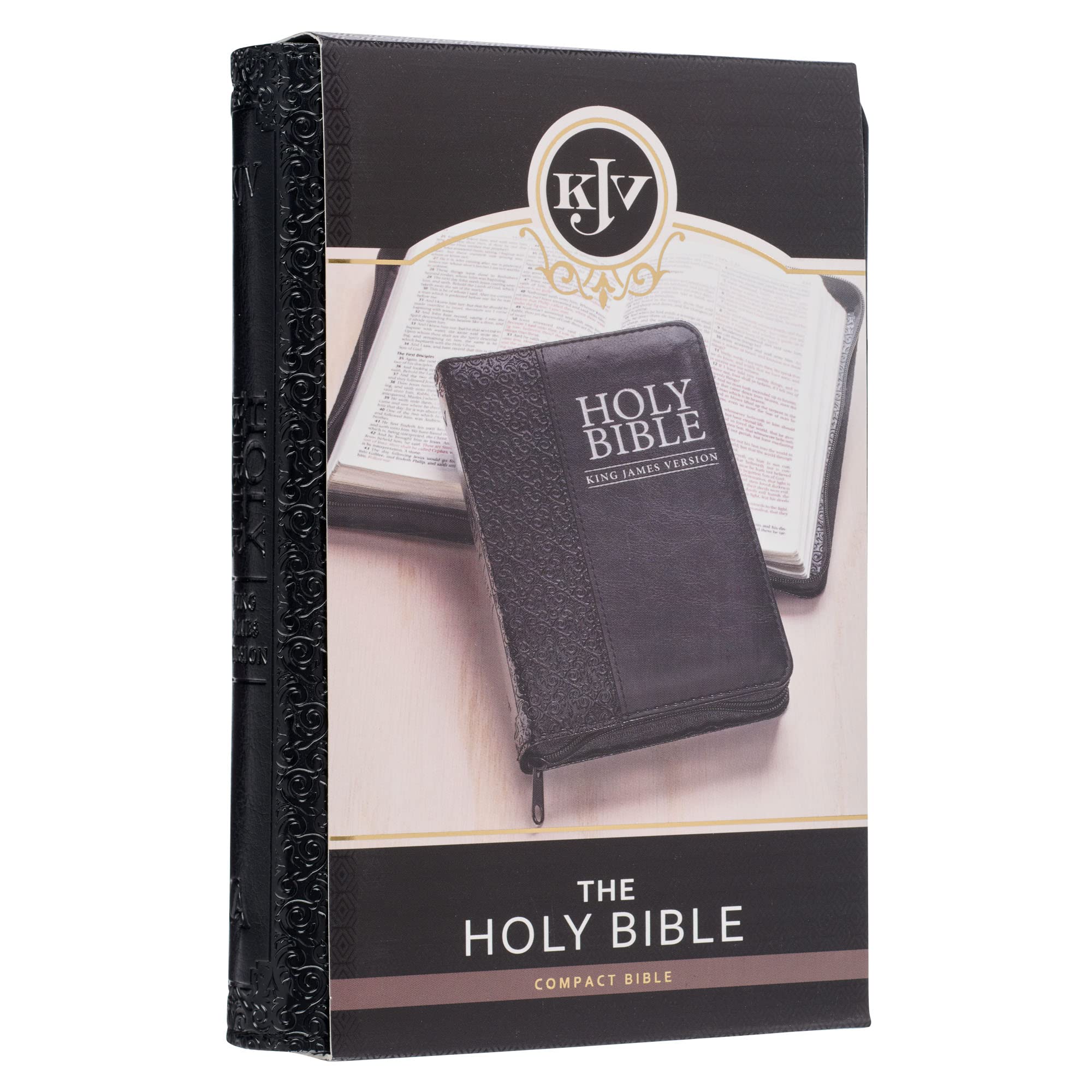 KJV Holy Bible, Compact Faux Leather Red Letter Edition - Ribbon Marker, King James Version, Black Faux Leather, Zipper Closure (KJV Compact Editions) KJV Holy Bible, Compact Faux Leather Red Letter Edition - Ribbon Marker, King James Version, Black Faux Leather, Zipper Closure (KJV Compact Editions) Imitation Leather
