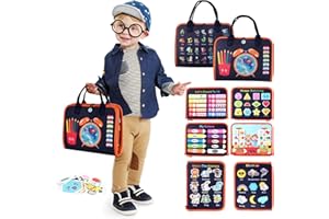 TEEFRYE Toddler Busy Board Montessori Toys: for Toddlers 1-3 Year Old Educational Activity Book Sensory Board Travel Toy Ages 3-4 3-5 Learning Fine Motor Skills Preschool Quiet Book Gift for Boys Girls Kids