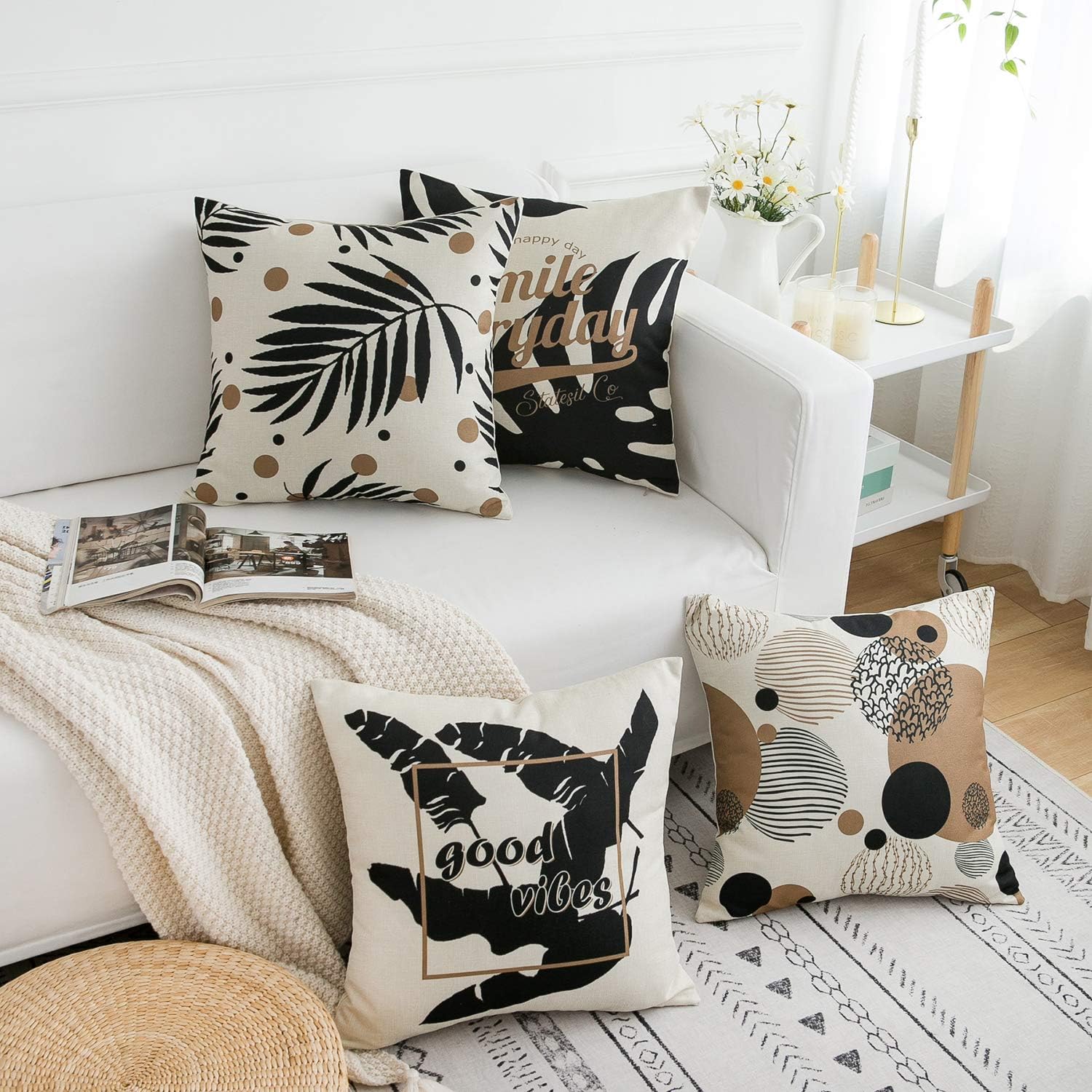 Aopota Throw Pillow Cases Cushion Covers Decorative Home Throw Pillow Covers 18 x 18 Inch Set of 4