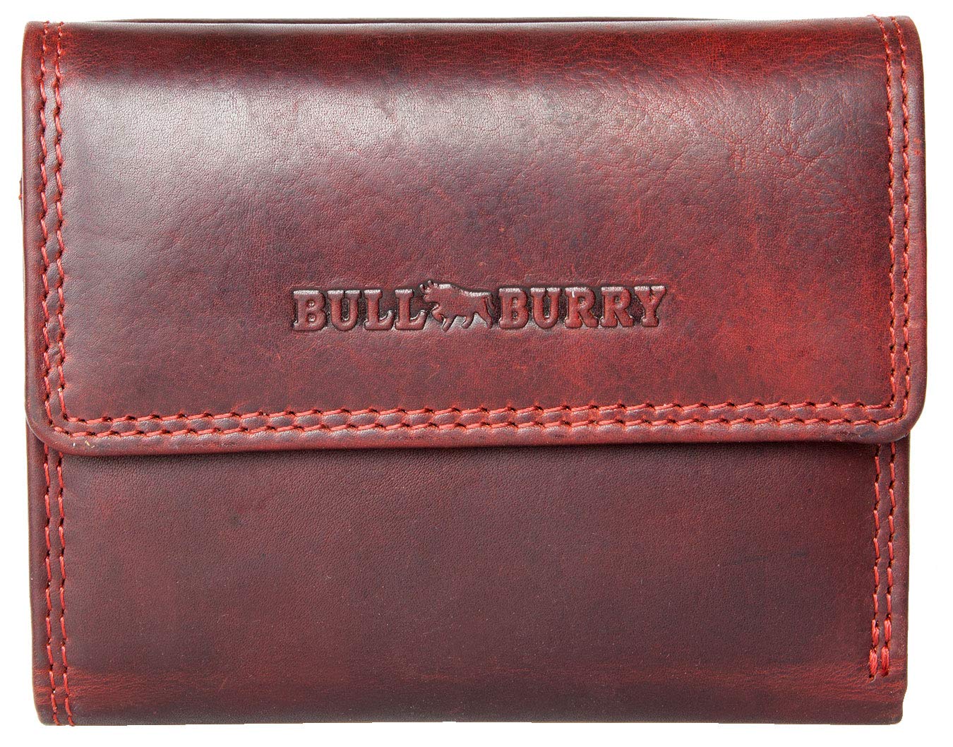 Bull Burry Red Medium Size RFID Leather Wallet Whole Made of a Strong Genuine Cowhide