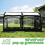Quictent Pop up Greenhouse Passed SGS Test Eco-friendly Fiberglass Poles Overlong Cover Six Stakes 98"x49"x53" Mini Portable Green House (Black)