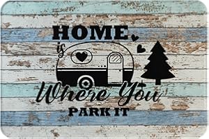 QSMX Camping Door Mat,16x24in Home is Where You Park It Doormat Non-Slip Bath Mat,Indoor Outdoor Welcome Mat,Entrance Rug for Front Door Kitchen Floor Bath Tub Bedroom,RV Travel Accessories Decor