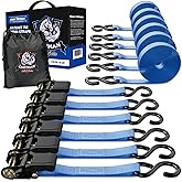 Cartman 1" x 15' Ratchet Tie Down up to 1500lbs 6pk in Carry Bag, Cargo Straps