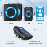 TECKNET Wireless Doorbell IP65 Waterproof 400m Range 60 Chimes 120dB view 6