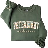UrbanNEST Custom Veterinary Medicine Embroidered Sweatshirt, Personalized Veterinary Medicine Floral Applique Shirt, Custom Name on Sleeve with Heart, Gifts for Vet Tech, Vet Tech Sweater