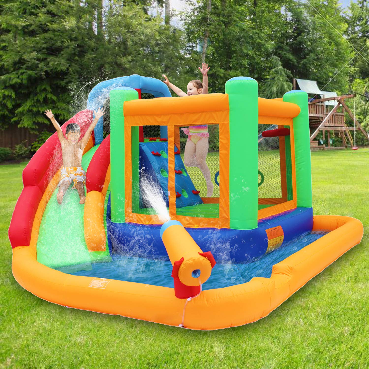 Buy BESTPARTY Inflatable Spin Combo Jumper Bounce House and Water Slide