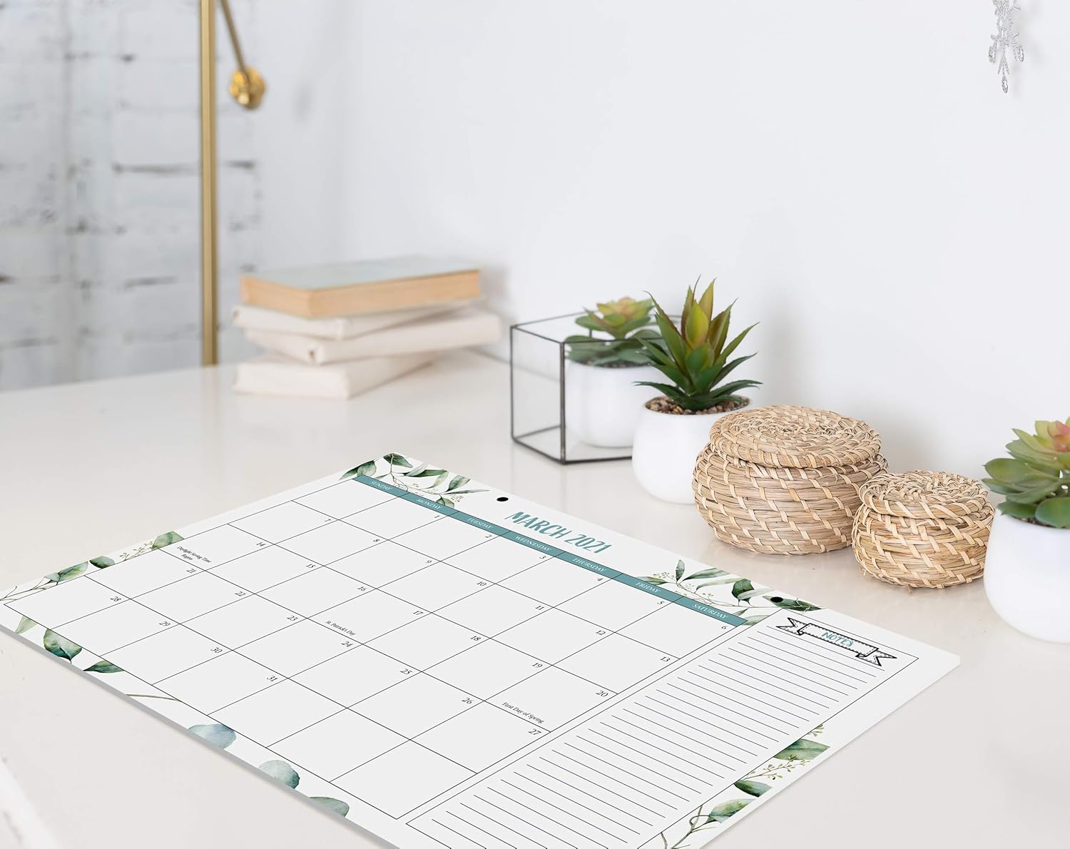 Aesthetic Greenery Desk Calendar 17"x11" - Desktop/Wall Calendar for Easy Planning - Runs from January 2021 until July 2022 : Office Products