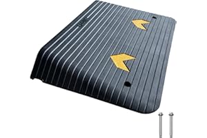 F COME Rubber Threshold Ramp for Doorways Heavy Duty 10cm 4" Rise Wheelchair Ramp, 1 Pack Recycled Rubber Power Curb Ramp for Door Threshold Wheelchair Scooter Ramp Curb Ramp (RTR100)