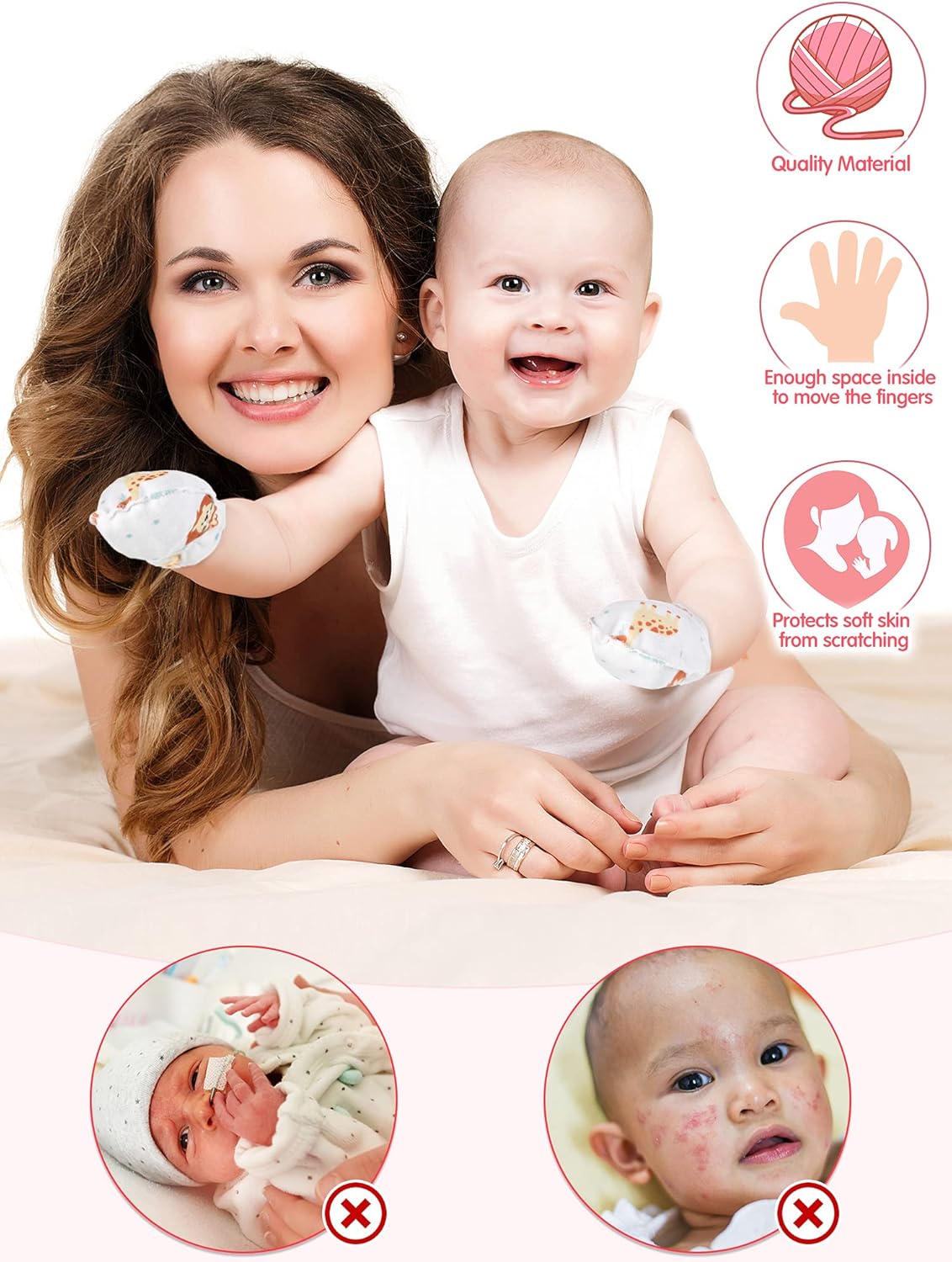 15 Pair Newborn Unisex Baby Gloves No Scratch Mitten for 0-6 Month (Cartoon Style): Clothing