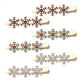 Urwomin Christmas Snowflake Hair Clips Crystal Winter Snowflake Flower Alligator Hairpin Hair Accessories for Women Girls Holiday Parties Gift Multicolor