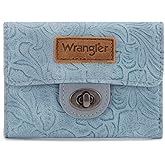 Montana West X Wrangler Women's Wallet Minimalist Small Pocket Wallet Trifold Money Organizers Cute Ladies Wallet with Zipper Coin Pocket