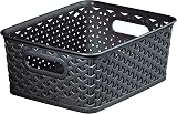 Curver My Style Rattan Effect 4 Litre Storage Baskets Anthracite Set of 4 view 2