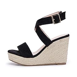 Womens Cross Strap Wedge Sandals Espadrille