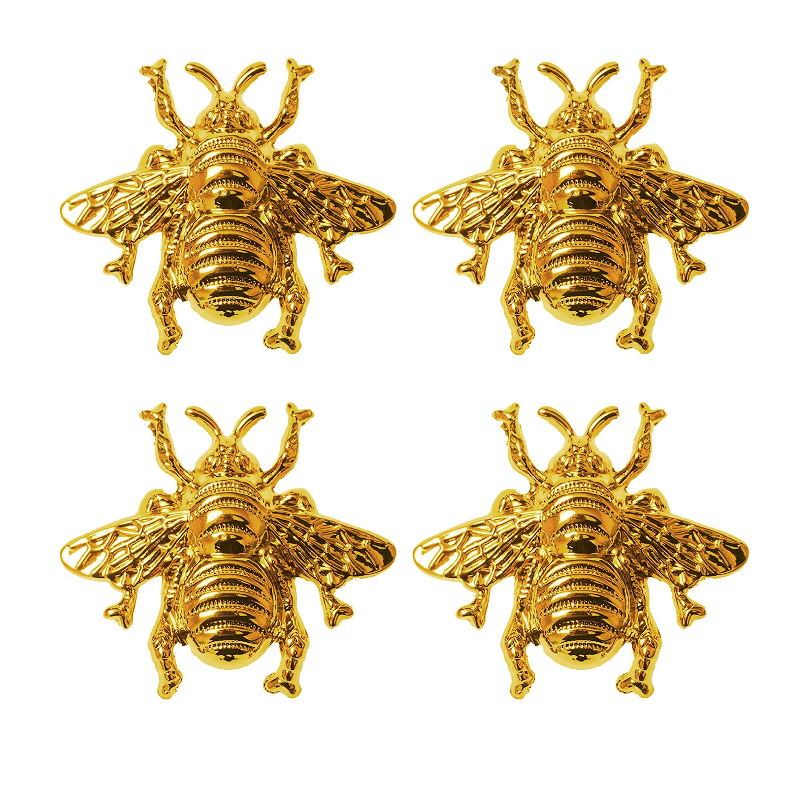 Powerful 4 Pcs Honeybee Drawer Knobs, Vintage Cabinet Knobs Drawer Handles with 8 Pcs Screw, for Dresser, Cabinet, Wardrobe, Cupboard, Bathroom, Office (2.1"×2.1") — image 1