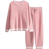 Yimoon Fleece Pajamas Women Fuzzy Warm Pjs Set 2 Piece Fluffy Pullover Pants Loungewear Cozy Plush Sleepwear
