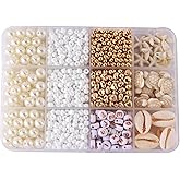 Assorted Beads for Jewelry Making DIY Crafts Bracelet Making Kit with Natural Shells, White Color Turquoise Turtles Starfish Beads for Summer Beach Bracelet Necklace for Women(1000pcs 8 Styles)