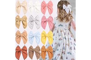 JOYOYO Fable Girls Hair Bows Cotton Linen Alligator Hair Clips or Little Girls Toddlers Kids Neutral Handmade Hair Accessories