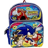 Ruz Sonic The Hedgehog Kid’s Licensed 16” Large School Backpacks with Multiple Pockets