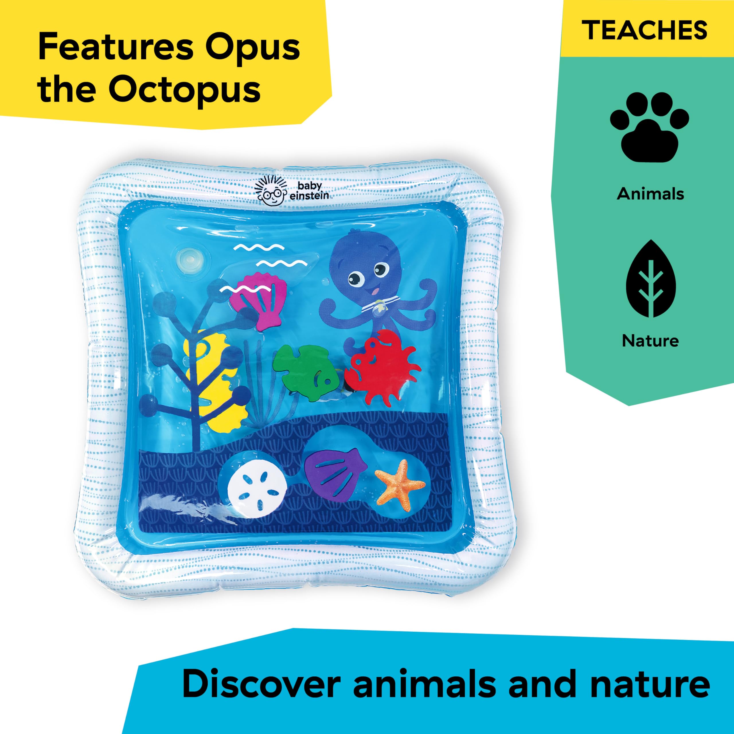 Baby Einstein Opus's Ocean of Discovery Water Play Mat, Mess-Free Activity & Sensory Toy, Opus the Octopus, Blue, Newborn +