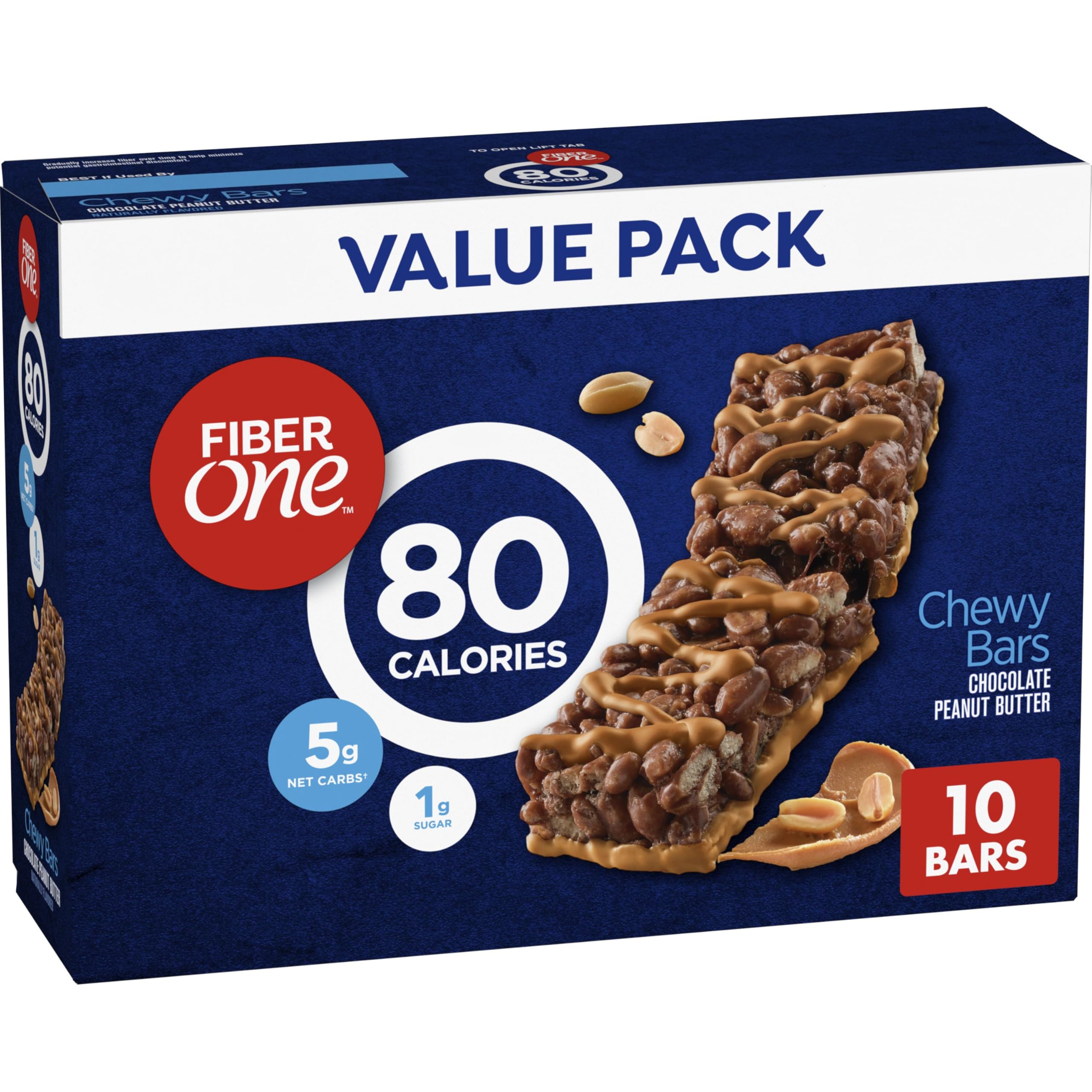 Photo 1 of  2 Fiber One 80 Calorie Chewy Bars, Chocolate Peanut Butter, Snack Bars Value Pack, 10 Ct, 8.2 oz