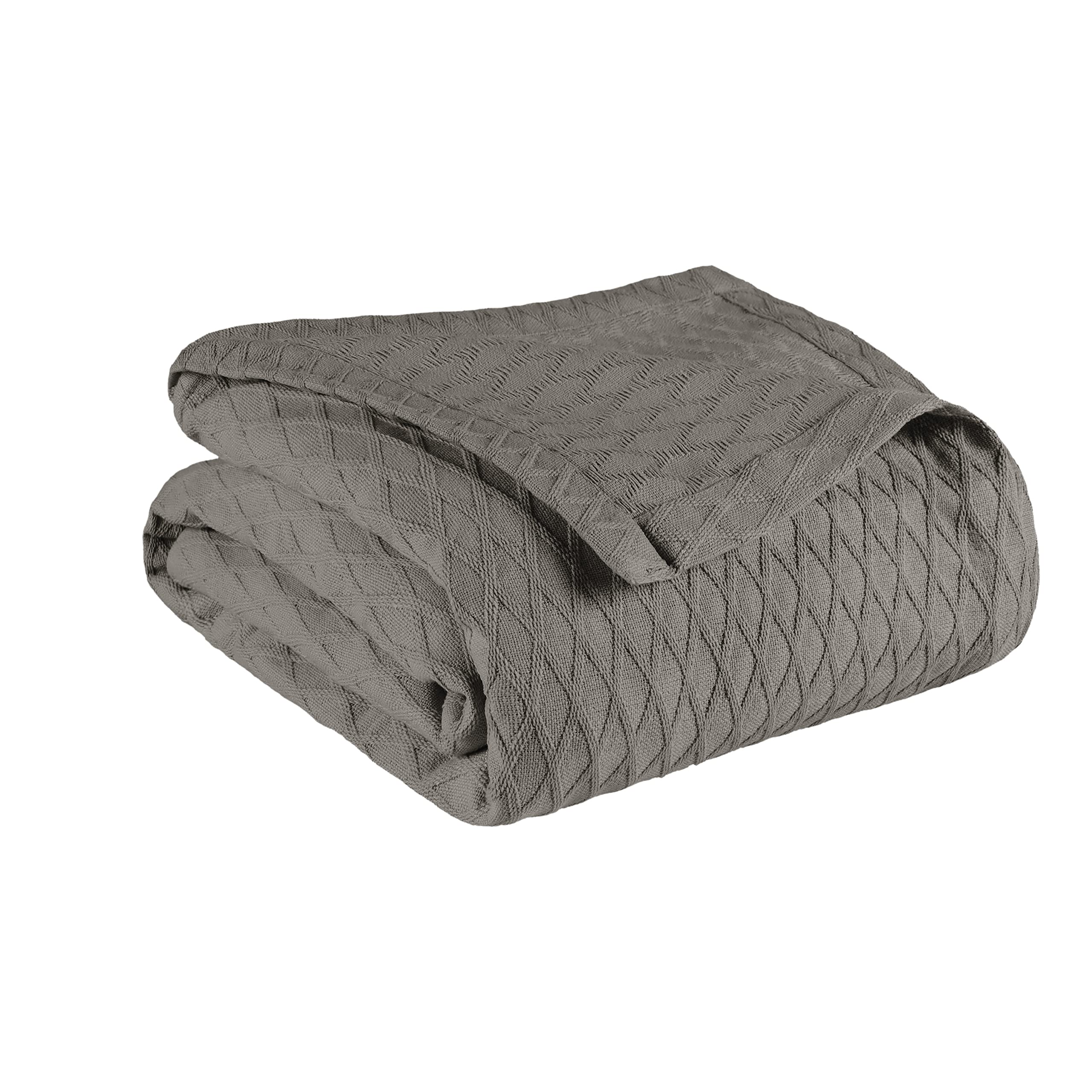 Superior Diamond Weave Blanket, 100% Cotton Cover for Home, Couch, Bed, Soft, Warm Blankets, Boho Aesthetic, Comfy, Cozy, and Cute Covers, Decorative Bedding Essentials, Full/Queen, Grey — image 1