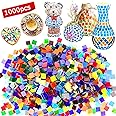 Csdtylh 1000 Pcs Mosaic Tiles, Glass Mosaic Tiles for Crafts Bulk, Stained Mosaic Glass Pieces, Mosaic Supplies for Home Decoration, Art Crafts, DIY Projects, Transparent (Square)