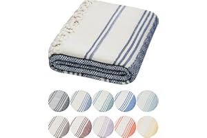 DEMMEX Organic Diamond Turkish Bath & Beach Towel - 100% Oeko-TEX Certified Cotton - Ultra-Soft, Quick-Dry, Lightweight, Compact Luxury Peshtemal Towel, Prewashed, Oversized, 71"x36", Navy Blue