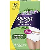 Always Discreet, Incontinence Underwear for Women, Maximum Classic Cut, Small/Medium, 32 count