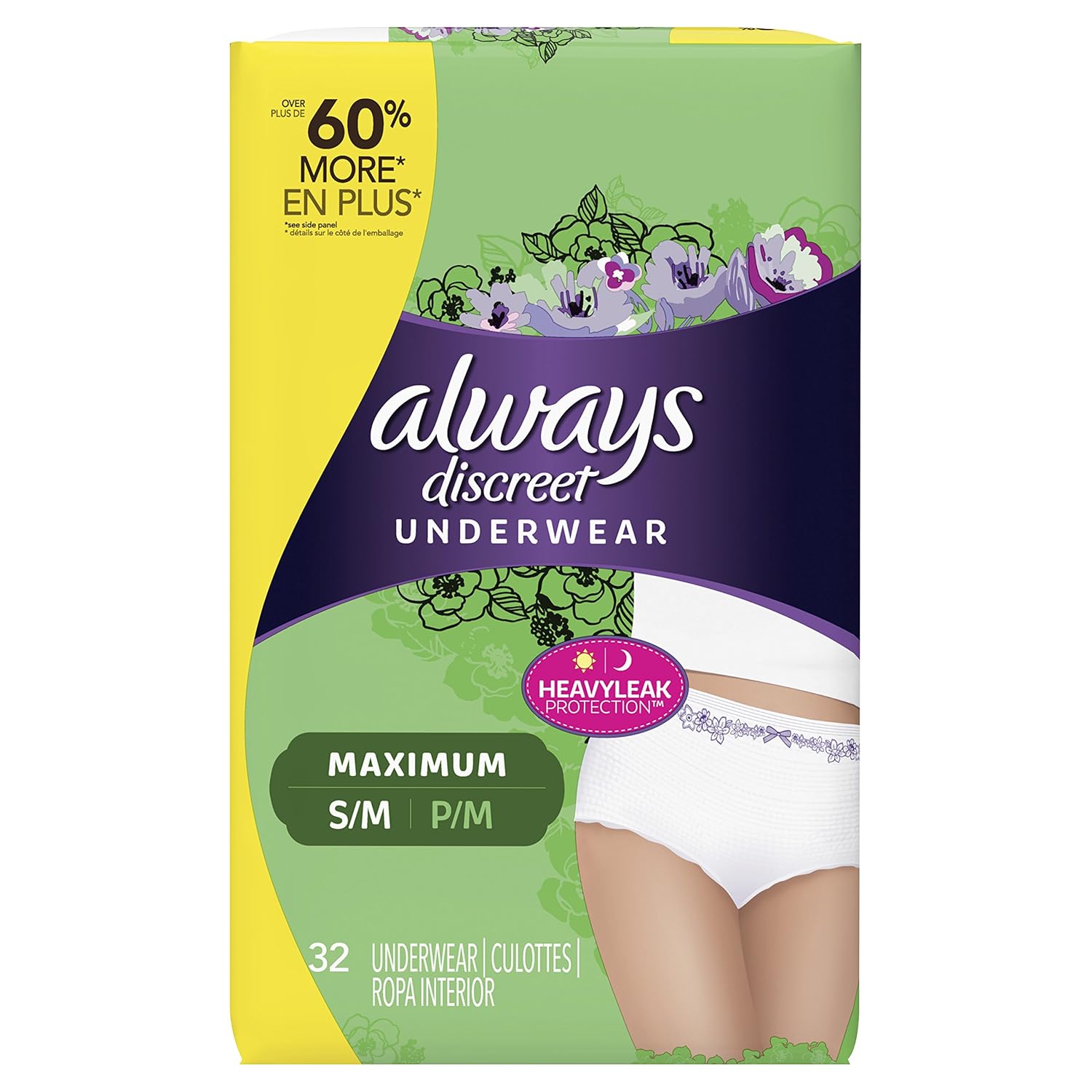 Always Discreet, Incontinence Underwear for Women, Maximum Classic Cut