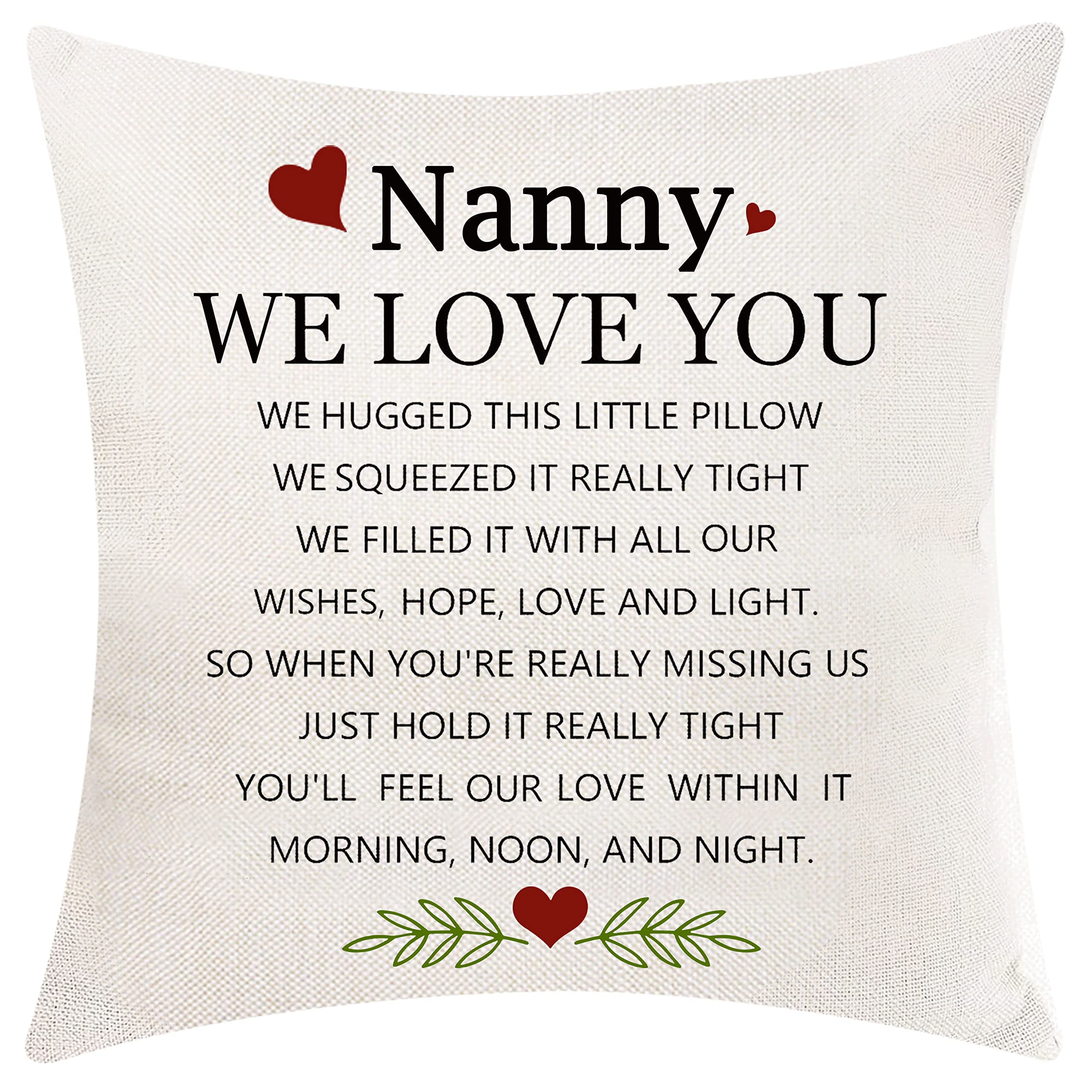 Aocaso Nanny Gifts Cushion Cover Cushion Case Throw Pillow Cover Pillowcase for Nanny Birthday Gifts Thanksgiving Gifts (Our Nanny)