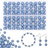 YONOVO 100Pcs 10mm Light Blue Rhinestone Beads for Jewelry Making, Shiny Round Disco Ball Sparkly Beads Bulk with 10-Grid Storage Box for DIY Baseball Necklaces Shamballa Bracelets