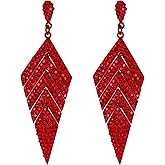 EVER FAITH Women's Crystal Elegant Vintage Banquet Multi-layered Rhombus Dangle Pierced Earrings