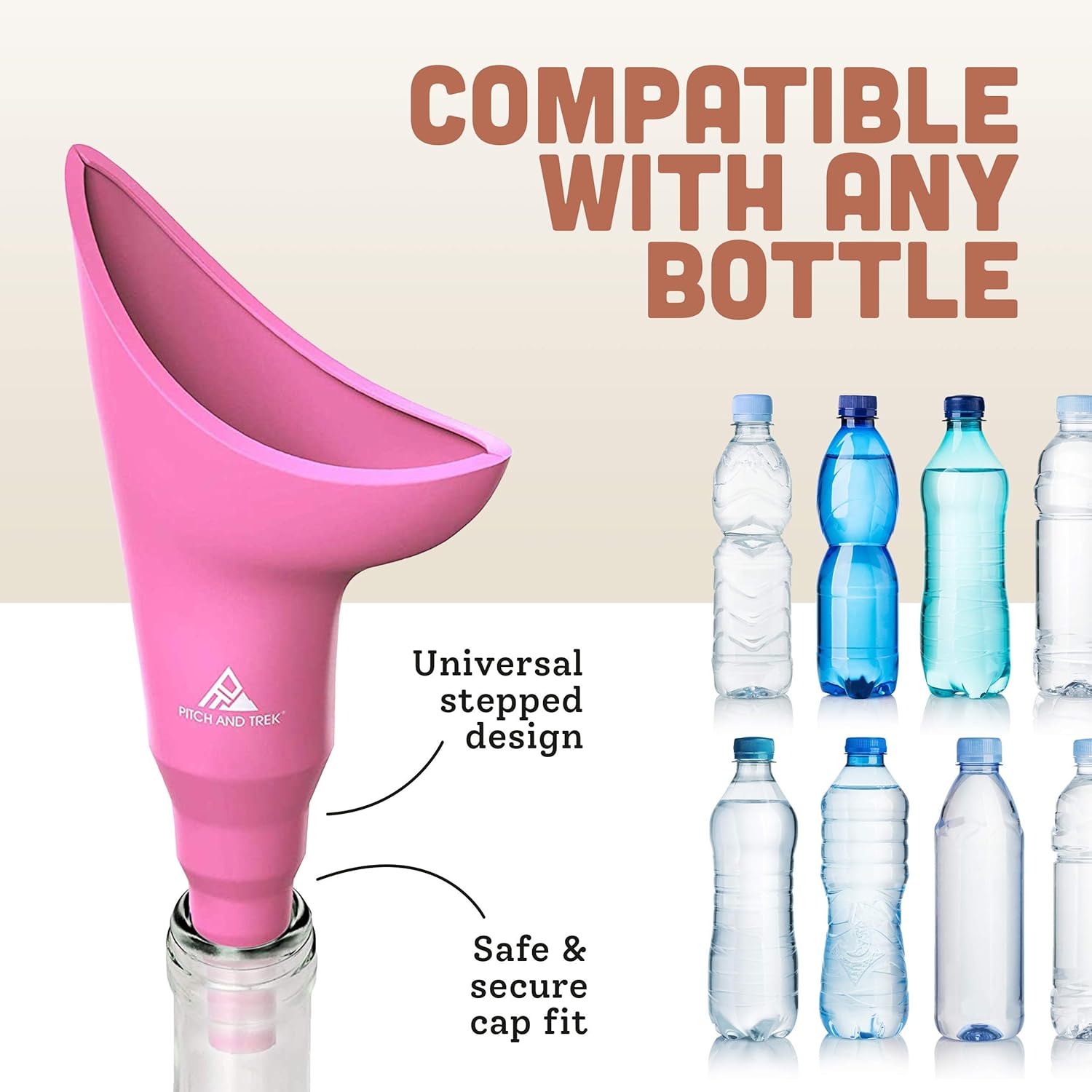 Pitch and Trek Female Urinal - Pee Funnel for Women w/ Discreet Carry Bag - Travel, Roadtrip, Festivals, Camping & Hiking Essentials for Women, Pink: Sports & Outdoors